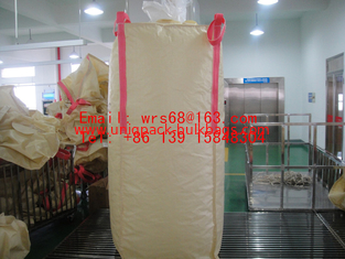 중국 PVC 수지 베이지색은 정상과 바닥 주둥이 PVC 수지로 2 톤 부피 자루에 넣습니다 협력 업체